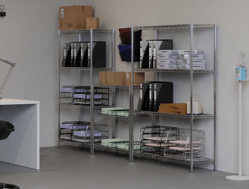Étagère 4 Tablettes Métal chromé 120 cm