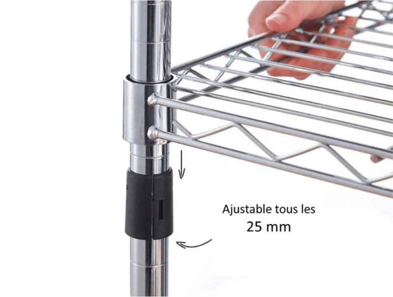 Étagère 4 Tablettes Métal chromé 120 cm