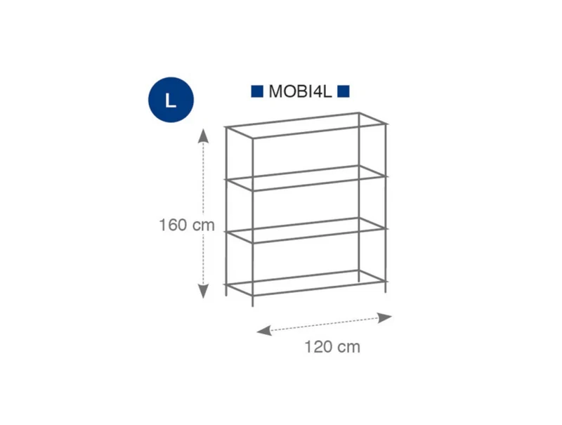 Étagère 4 Tablettes Métal chromé 120 cm