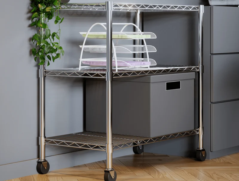 Étagère 4 Tablettes Métal chromé 120 cm