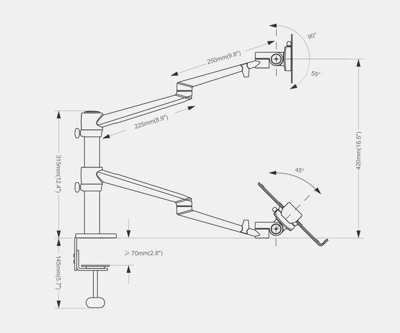 Bras Articulé Écran et Ordinateur Portable - Noir