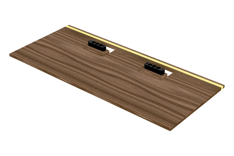 Walnut desk with epoxy LED light and cable management unit