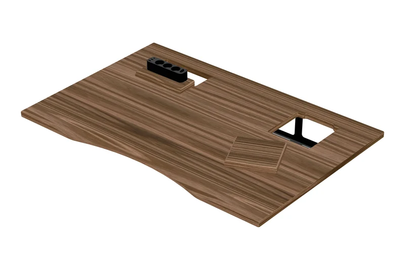 Walnut desk with extended cable management unit