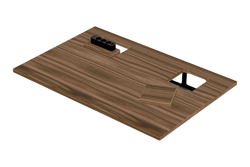 Walnut desk with extended cable management unit