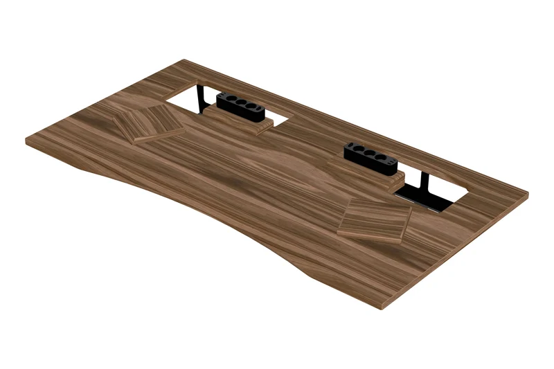 Walnut desk with extended cable management unit
