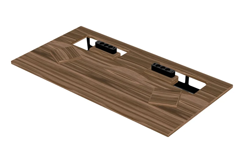 Walnut desk with extended cable management unit