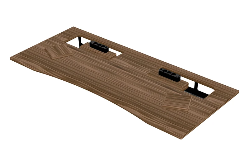 Walnut desk with extended cable management unit