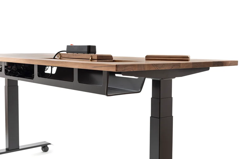 Walnut desk top with cable management unit
