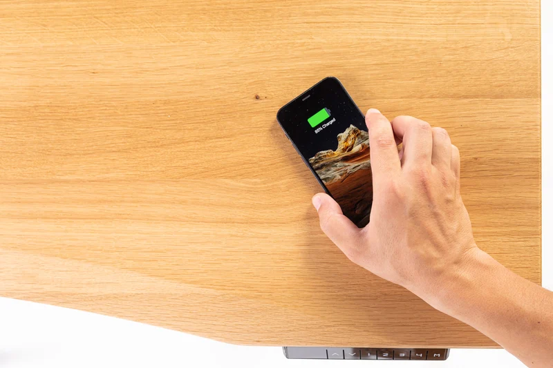 Oak desk with epoxy LED light