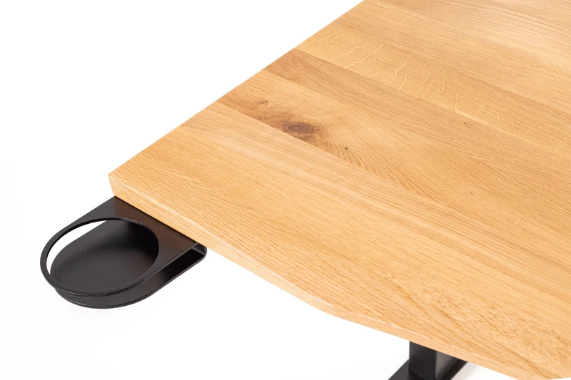 Oak desk top with cable management unit
