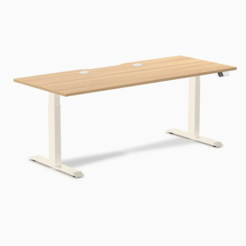 Desky Dual Scalloped Laminate Sit Stand Desk