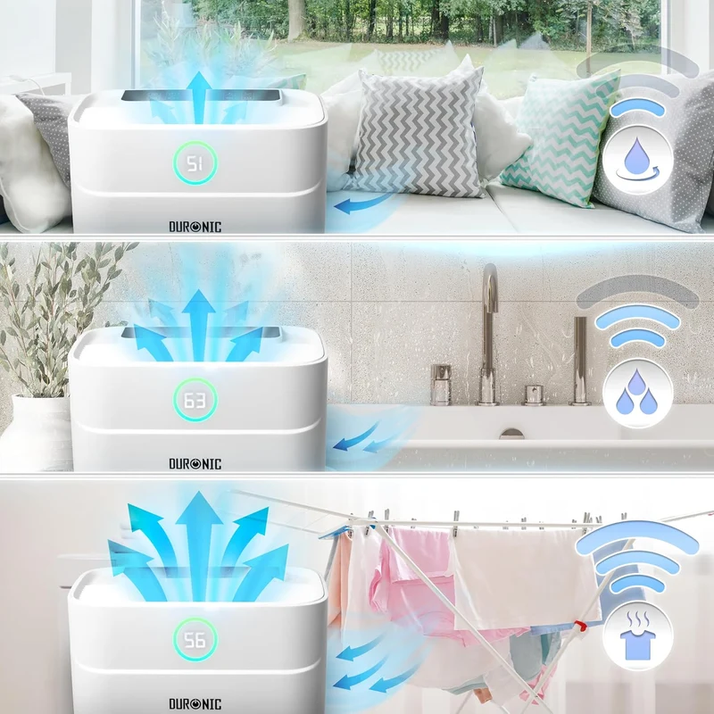 Duronic DH201 Déshumidificateur 440W Jusqu'à 20 litres d'eau par jour Réservoir d'eau de 5,1 litres Lutte contre l’humidité excessive et empêche la formation de moisissures Minuteur de 1 à 24 heures