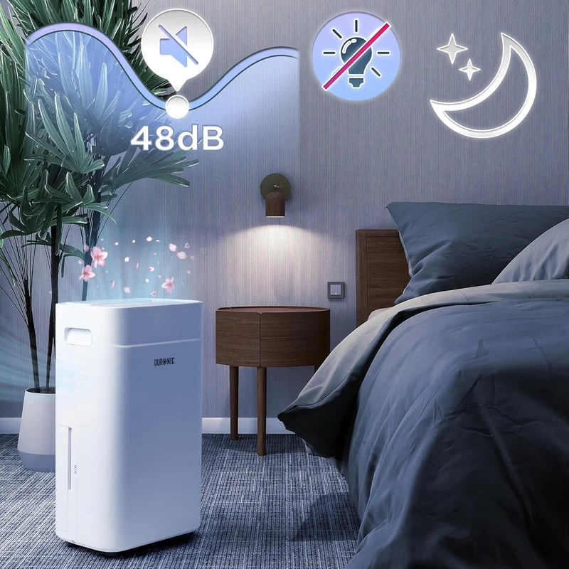Duronic DH201 Déshumidificateur 440W Jusqu'à 20 litres d'eau par jour Réservoir d'eau de 5,1 litres Lutte contre l’humidité excessive et empêche la formation de moisissures Minuteur de 1 à 24 heures