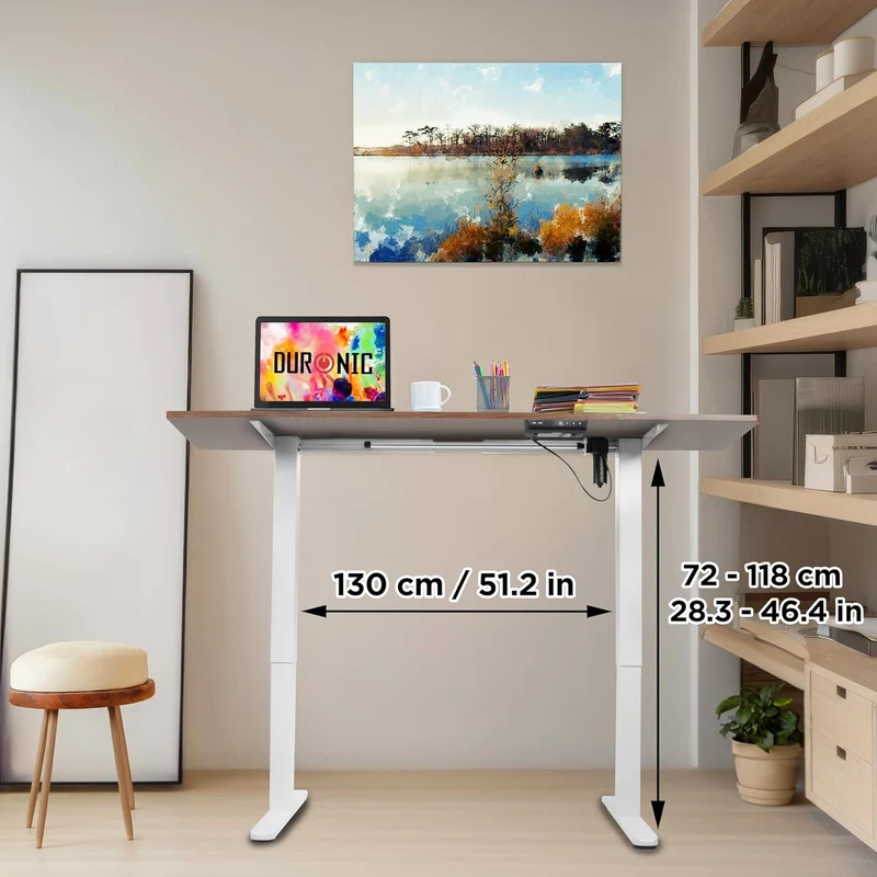 Duronic CD160 WT Bureau Assis-Debout électrique Complet avec Plateau de 160 cm Hauteur Ajustable de 72 à 118 cm Charge maximale de 70 kg Poste Travail Assis Debout Domicile télétravail Bureau