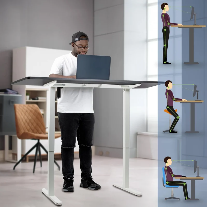 Duronic CD160 WK Bureau Assis-Debout électrique Complet avec Plateau de 160 cm Hauteur Ajustable de 72 à 118 cm Charge maximale de 70 kg Poste Travail Assis Debout Domicile télétravail Bureau