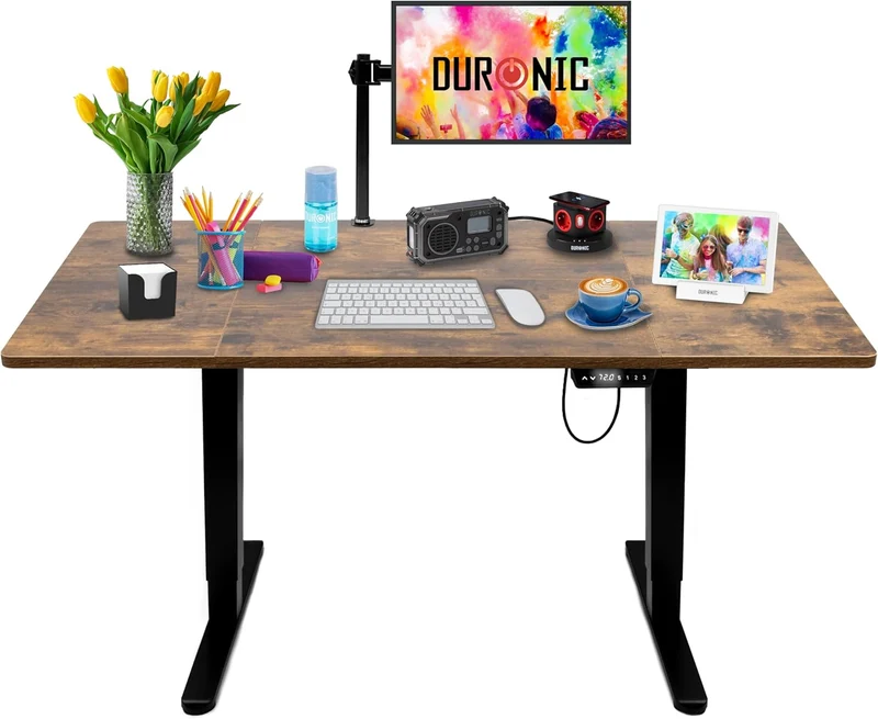 Duronic CD160 BO Bureau Assis-Debout électrique Complet avec Plateau de 160 cm Hauteur Ajustable de 72 à 118 cm Charge maximale de 70 kg Poste Travail Assis Debout Domicile télétravail Bureau