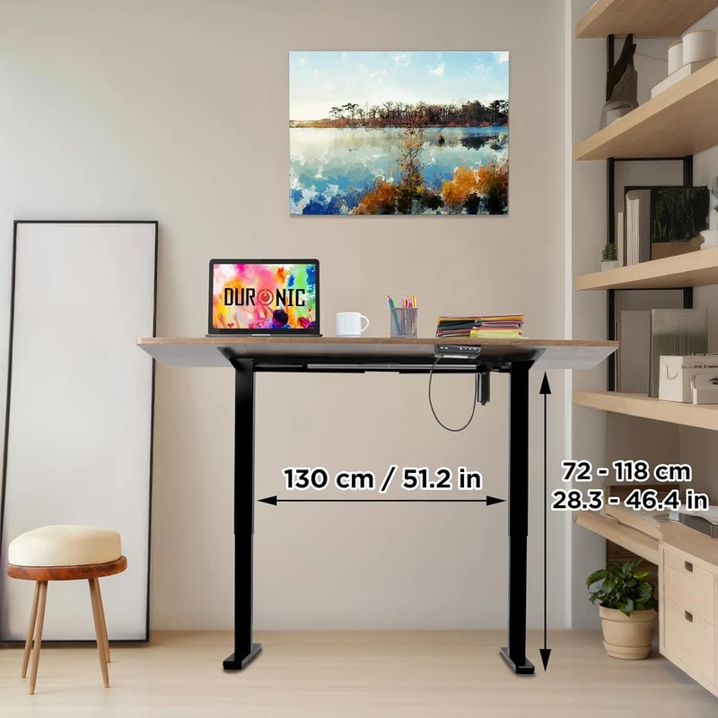 Duronic CD160 BO Bureau Assis-Debout électrique Complet avec Plateau de 160 cm Hauteur Ajustable de 72 à 118 cm Charge maximale de 70 kg Poste Travail Assis Debout Domicile télétravail Bureau