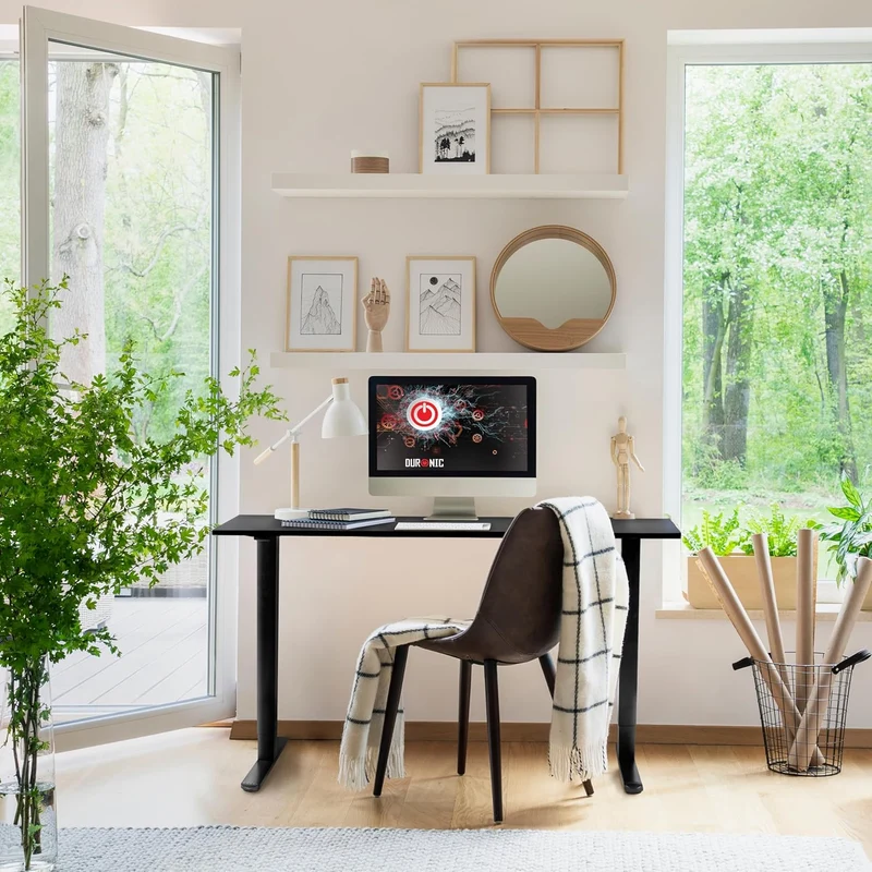 Duronic CD160 BK Bureau Assis-Debout électrique Complet avec Plateau de 160 cm Hauteur Ajustable de 72 à 118 cm Charge maximale de 70 kg Poste Travail Assis Debout Domicile télétravail Bureau