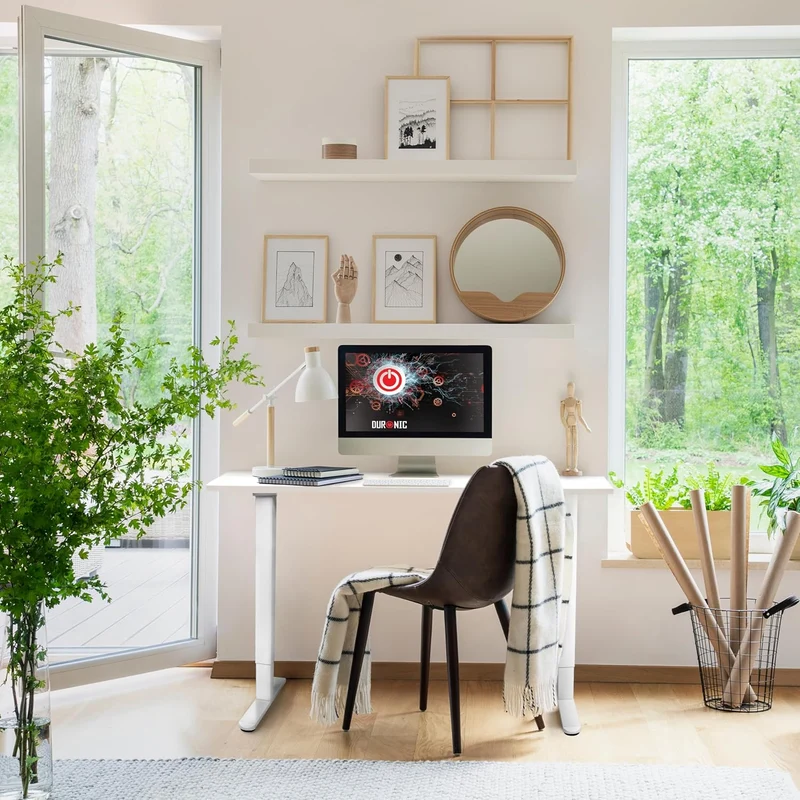 Duronic CD140 WE Bureau Assis-Debout électrique Complet avec Plateau de 140 cm Hauteur Ajustable de 72 à 118 cm Charge maximale de 70 kg Poste Travail Assis Debout Domicile télétravail Bureau