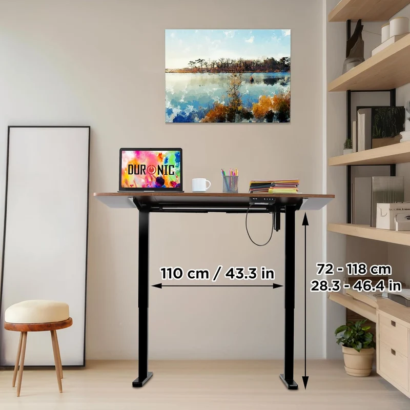 Duronic CD140 BT Bureau Assis-Debout électrique Complet avec Plateau de 140 cm Hauteur Ajustable de 72 à 118 cm Charge maximale de 70 kg Poste Travail Assis Debout Domicile télétravail Bureau