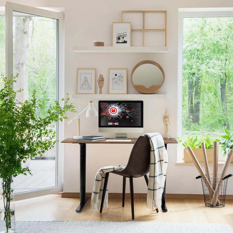 Duronic CD140 BO Bureau Assis-Debout électrique Complet avec Plateau de 140 cm Hauteur Ajustable de 72 à 118 cm Charge maximale de 70 kg Poste Travail Assis Debout Domicile télétravail Bureau