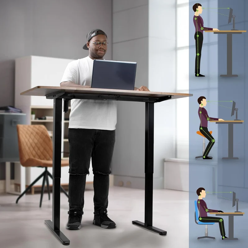 Duronic CD140 BO Bureau Assis-Debout électrique Complet avec Plateau de 140 cm Hauteur Ajustable de 72 à 118 cm Charge maximale de 70 kg Poste Travail Assis Debout Domicile télétravail Bureau
