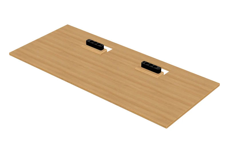 Oak desk top with cable management unit