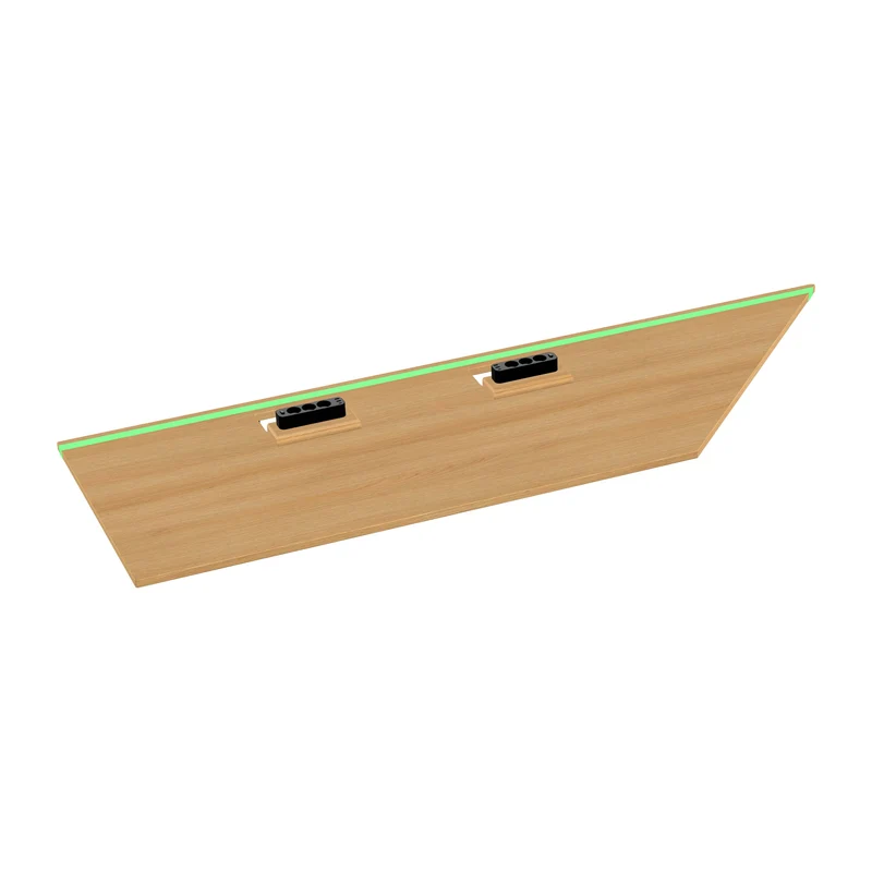 L shaped corner sit-stand desk with epoxy LED light and cable management unit