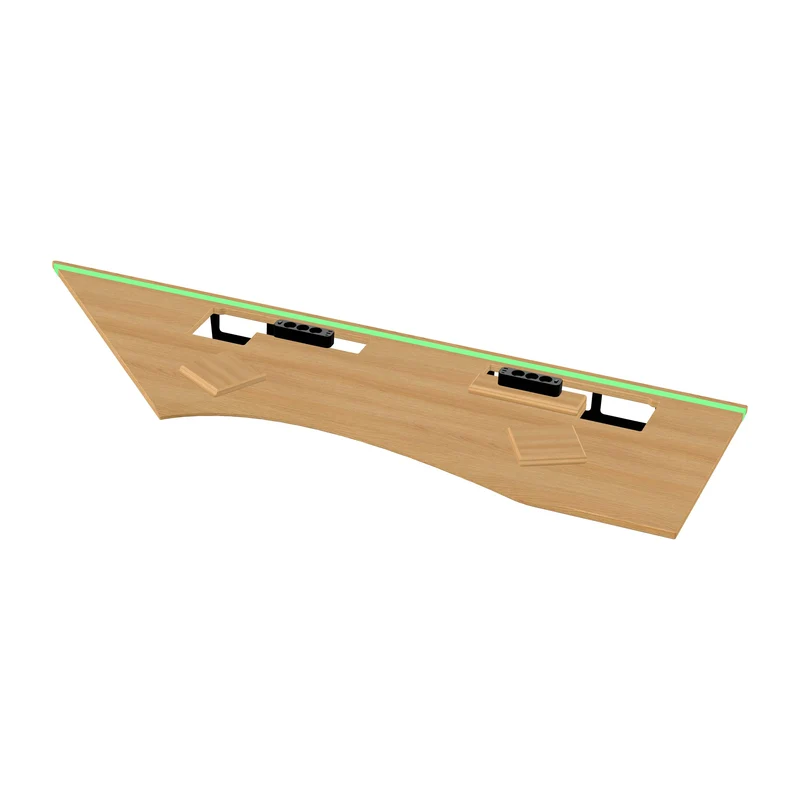 L shaped corner desk with epoxy LED light and extended cable management unit