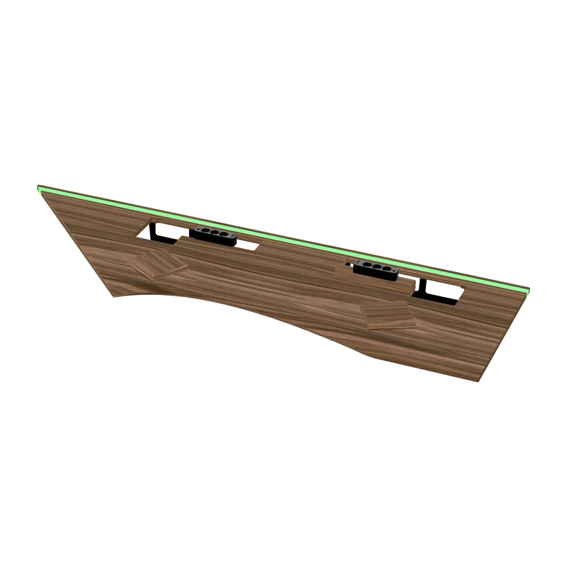 L shaped corner desk with epoxy LED light and extended cable management unit