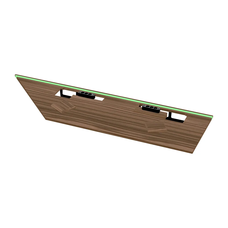 L shaped corner desk with epoxy LED light and extended cable management unit