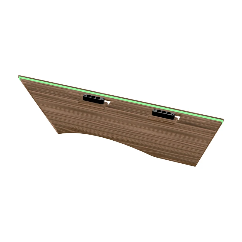 L shaped corner desk with epoxy LED light and cable management unit