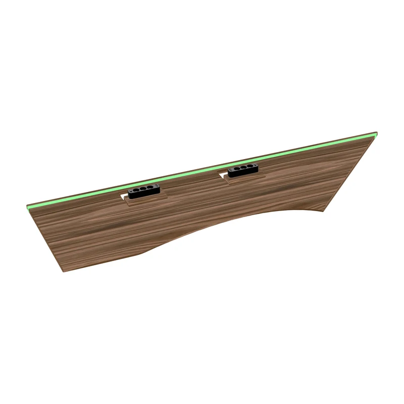 L shaped corner desk with epoxy LED light and cable management unit