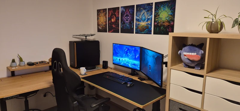 L shaped corner sit-stand desk