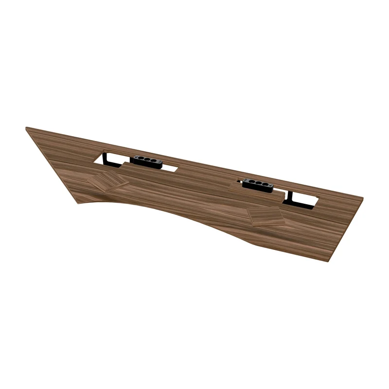 Wooden L shaped desk with extended cable management unit