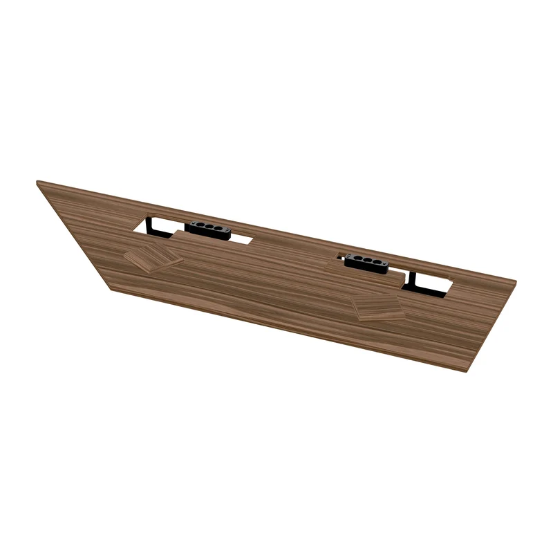 Wooden L shaped desk with extended cable management unit