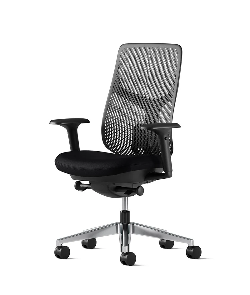 Siège de bureau Verus à dossier Triflex* Noir en aluminium poli