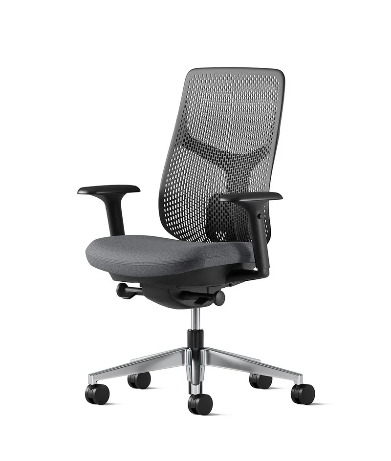 Siège de bureau Verus à dossier Triflex* Noir en aluminium poli