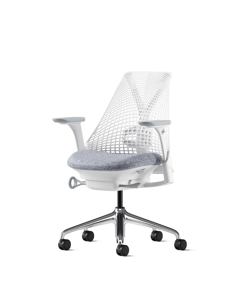 Siège de bureau Sayl* Blanc et aluminium poli
