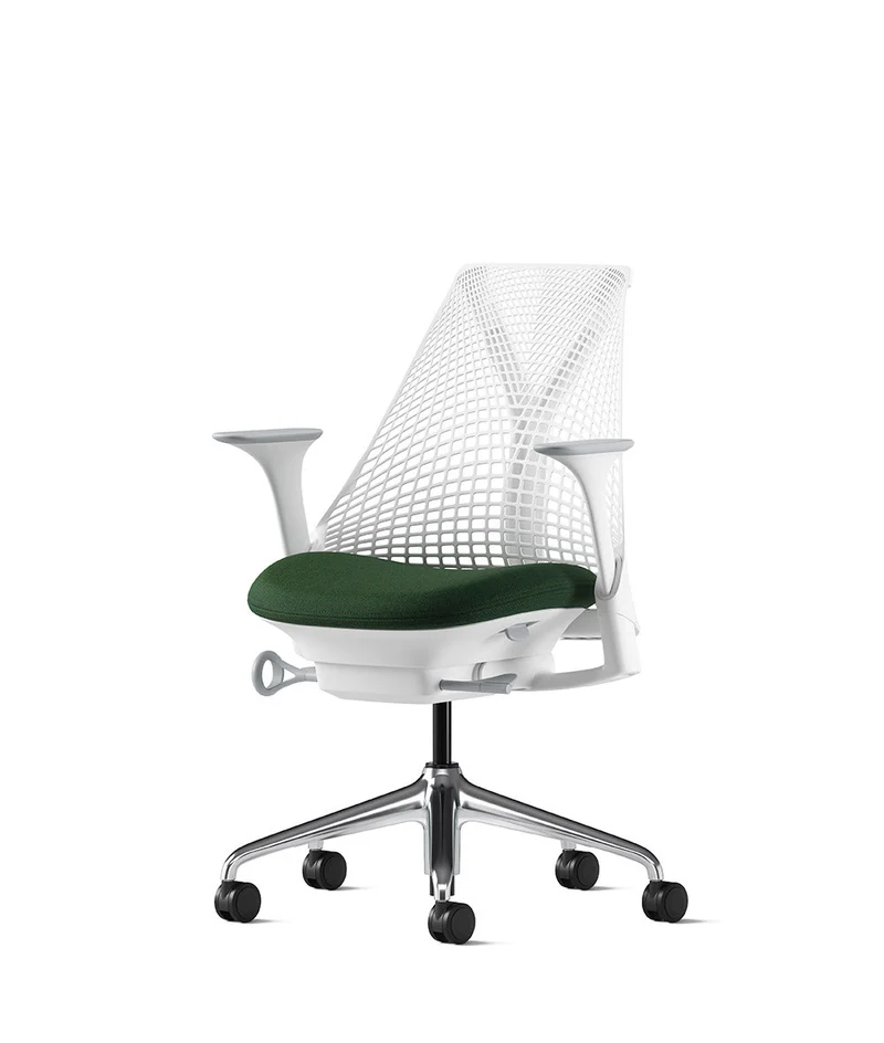 Siège de bureau Sayl* Blanc et aluminium poli