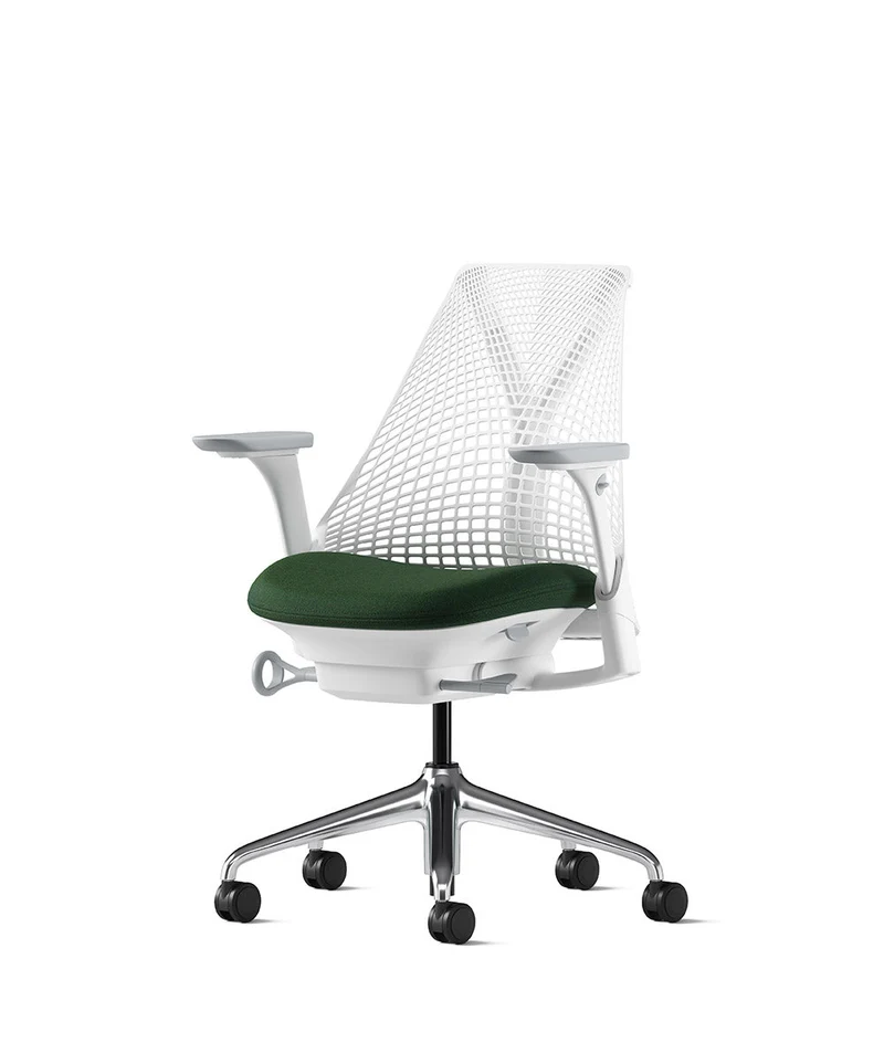 Siège de bureau Sayl* Blanc et aluminium poli