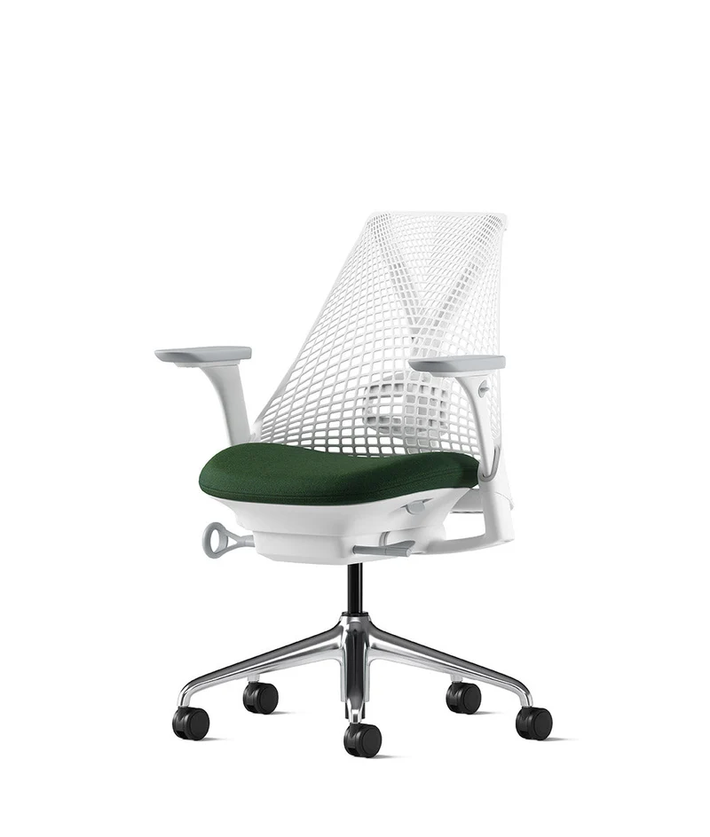 Siège de bureau Sayl* Blanc et aluminium poli