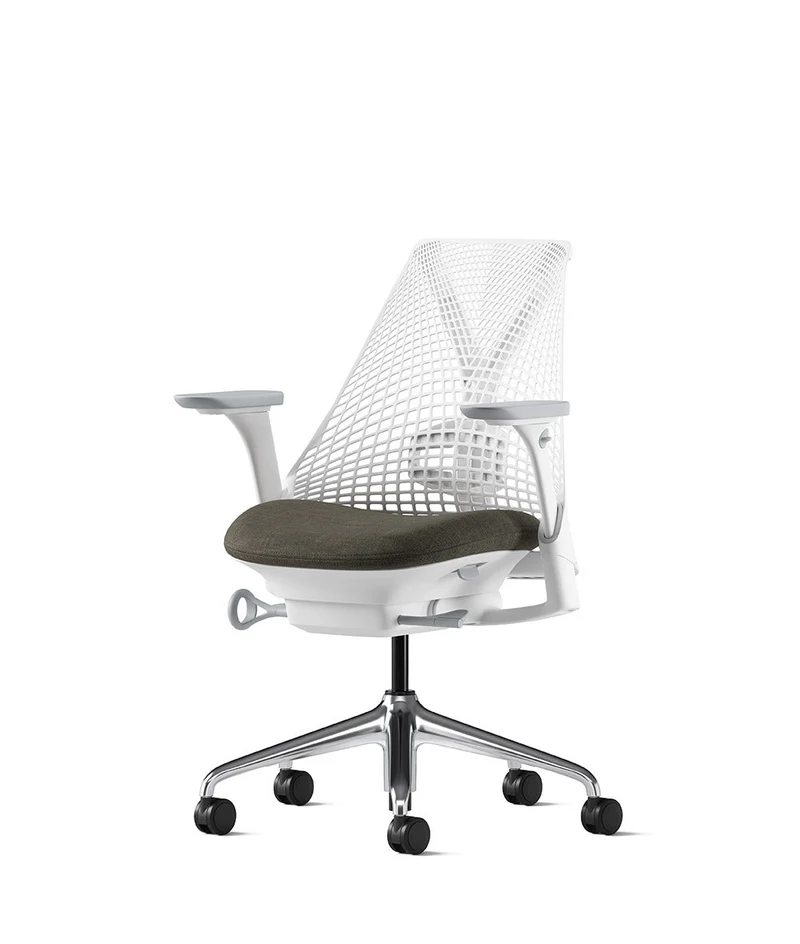 Siège de bureau Sayl* Blanc et aluminium poli