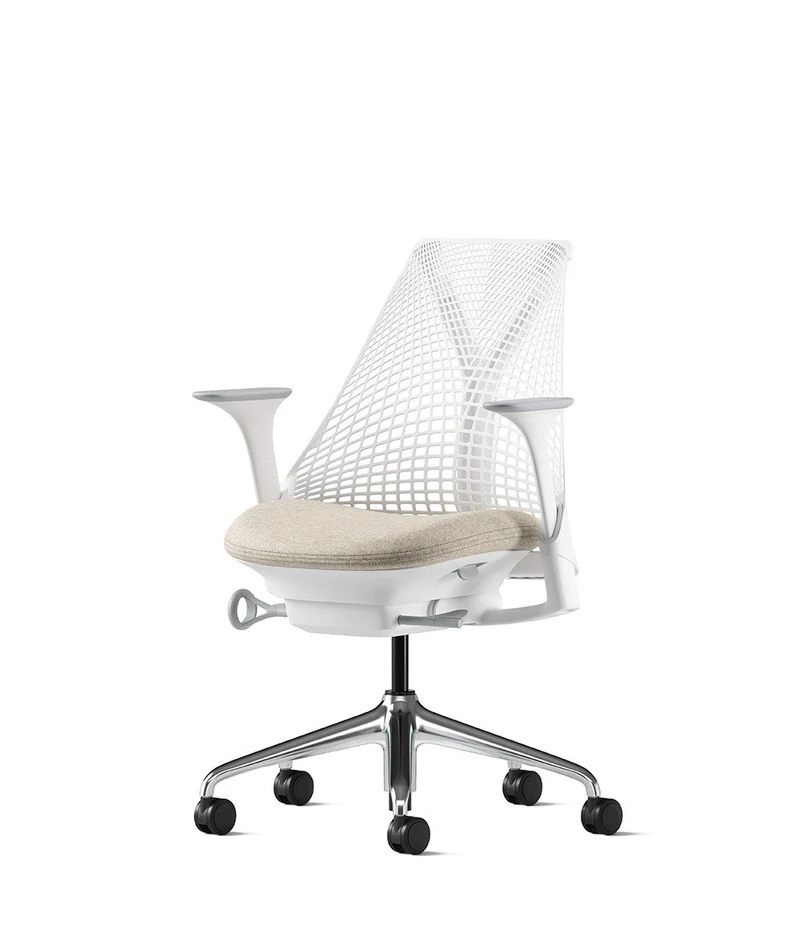 Siège de bureau Sayl* Blanc et aluminium poli