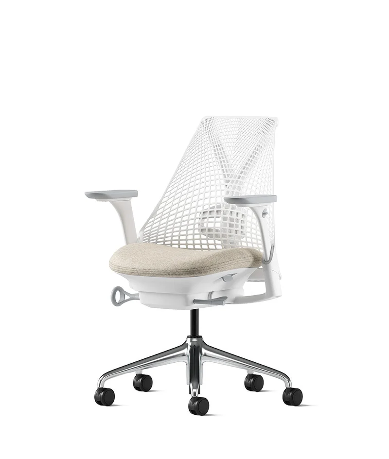 Siège de bureau Sayl* Blanc et aluminium poli