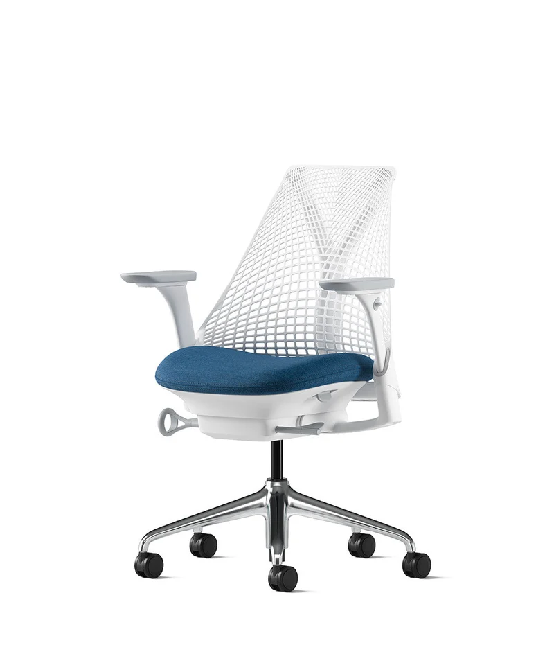 Siège de bureau Sayl* Blanc et aluminium poli
