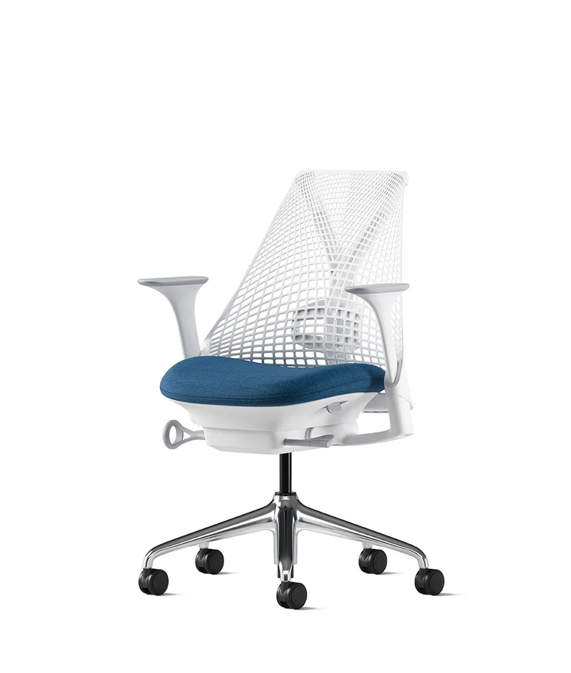 Siège de bureau Sayl* Blanc et aluminium poli