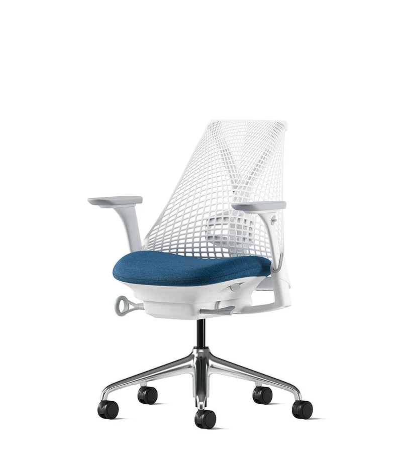 Siège de bureau Sayl* Blanc et aluminium poli