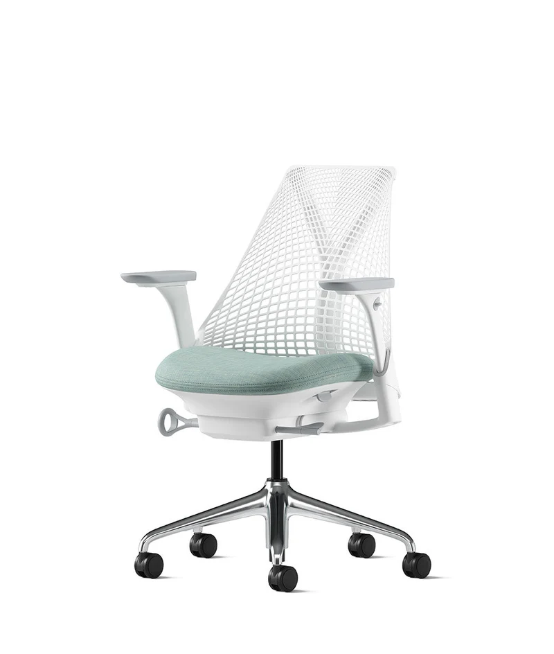 Siège de bureau Sayl* Blanc et aluminium poli