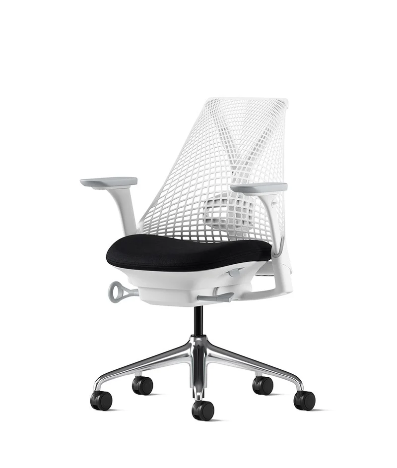 Siège de bureau Sayl* Blanc et aluminium poli